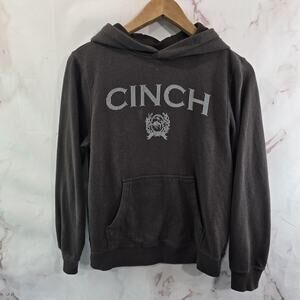 Cinch Hoodie Youth Medium 10 12 Brown Spellout Sweatshirt Pullover Boys